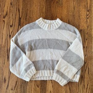 ROLLA'S Gray and Cream Striped Sweater